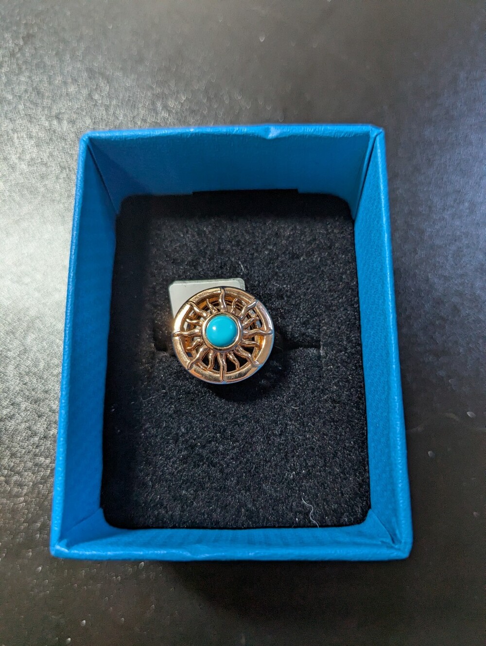 Timna Collection 5mm Sleeping Beauty Turquoise Copper Ring Size 7